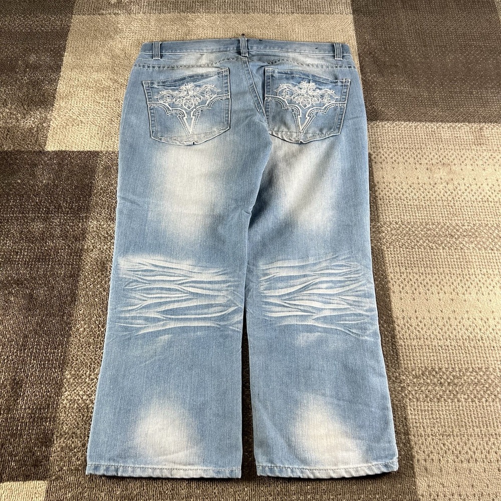 Y2K Avirex Embroidered Baggy Jeans‎ Webbing Mens Size 38X30 Blue Denim Loose